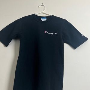 Champion Womens Black Embroidered Front Short Sleeve T-Shirt XS